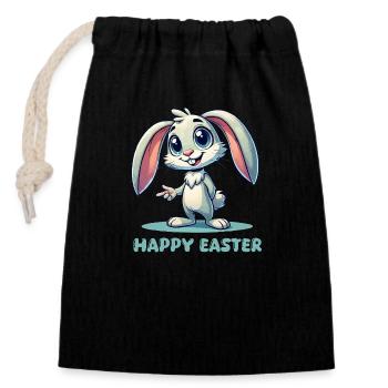 Bunny Comic Easter Bunny - Closable cotton gift bag (14x20cm) - black - Front