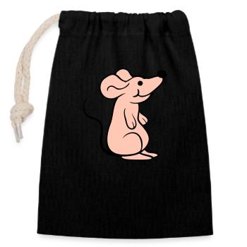 Mouse Mouse Cute Little Rat Rodent Friendly - Closable cotton gift bag (14x20cm) - black - Front