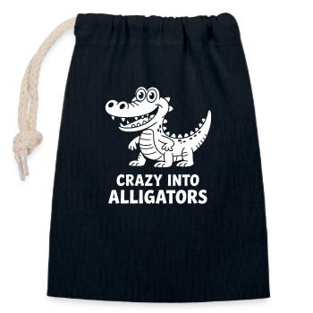 Cute alligator alligators - Closable cotton gift bag (14x20cm) - navy - Front