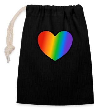 Pride Flagge Herz - Verschließbarer Geschenkbeutel aus Baumwolle (14x20cm) - Schwarz - Vorne