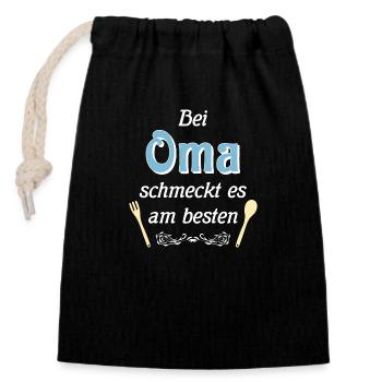 Oma kocht super - Oma die beste Köchin - Verschließbarer Geschenkbeutel aus Baumwolle (14x20cm) - Schwarz - Vorne