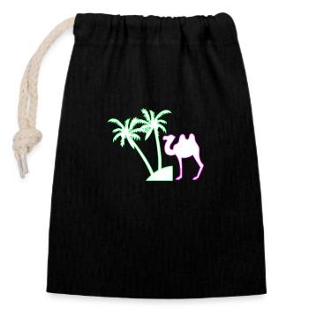 camel - Closable cotton gift bag (14x20cm) - black - Front