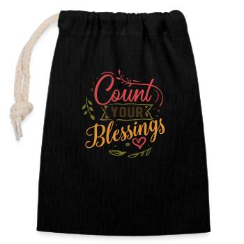 Zähle deinen Segen count your blessings - Verschließbarer Geschenkbeutel aus Baumwolle (14x20cm) - Schwarz - Vorne