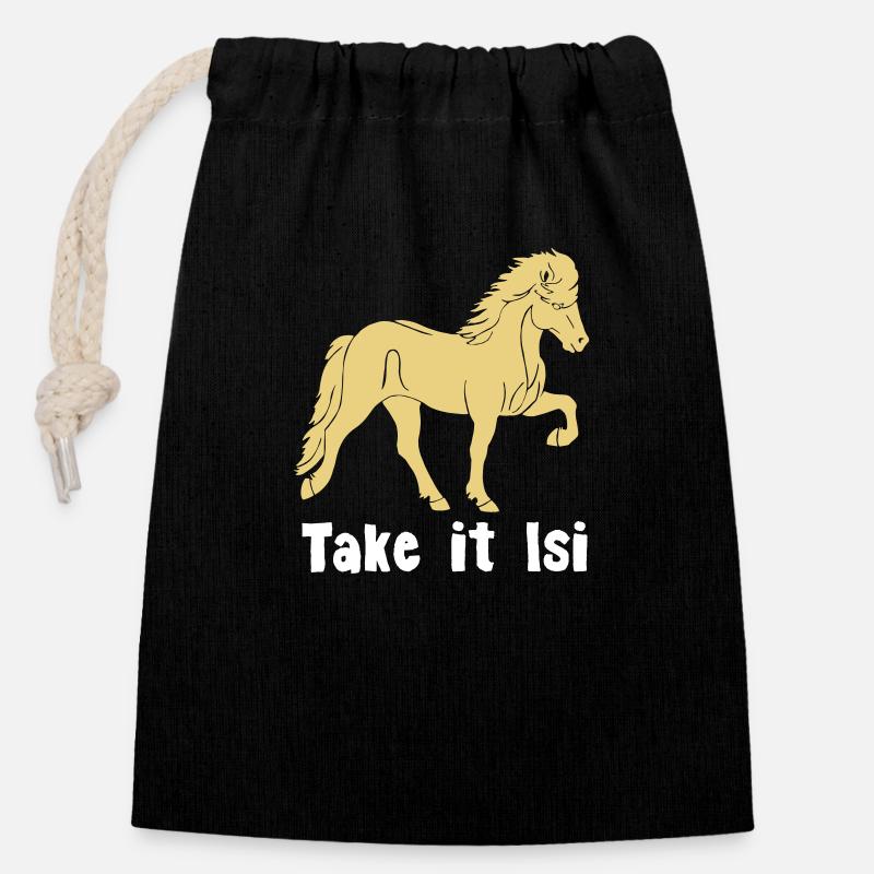 Tölter 04 Take it Isi - Sac cadeau en coton avec cordon (14 x 20 cm) - noir