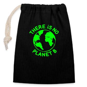 There is no planet B - Sac cadeau en coton avec cordon (14 x 20 cm) - noir - Devant