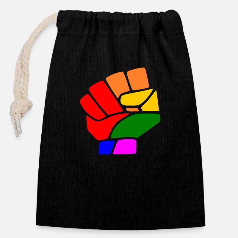 Lgbt - Closable cotton gift bag (14x20cm) - black