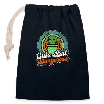 Cute but Dangerous - Closable cotton gift bag (14x20cm) - navy - Front