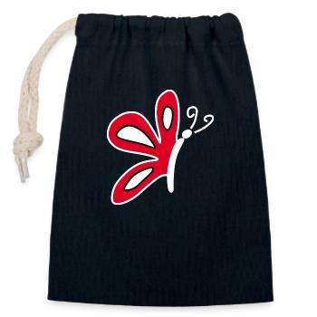 Papillons rouges - Sac cadeau en coton avec cordon (14 x 20 cm) - bleu marine - Devant