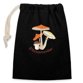Pilzsammler.Mushroomer - Verschließbarer Geschenkbeutel aus Baumwolle (14x20cm) - Schwarz - Vorne