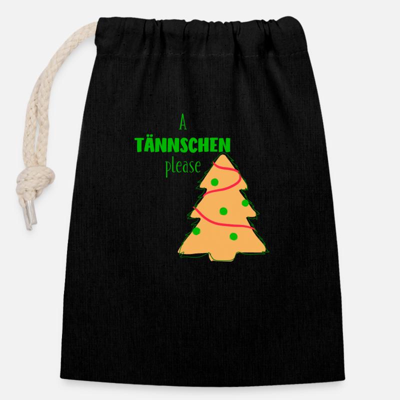 A Tännschen Please - Verschließbarer Geschenkbeutel aus Baumwolle (14x20cm) - Schwarz