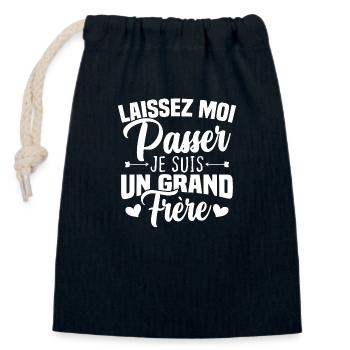 Laissez moi passer je suis un grand frère - Sac cadeau en coton avec cordon (14 x 20 cm) - bleu marine - Devant