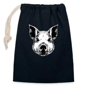 porc doux porcs porcs animaux animaux 16 - Sac cadeau en coton avec cordon (14 x 20 cm) - bleu marine - Devant