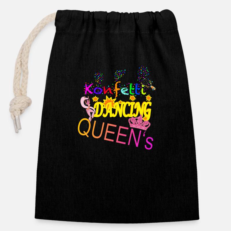 Konfetti Dancing Queens - Verschließbarer Geschenkbeutel aus Baumwolle (14x20cm) - Schwarz