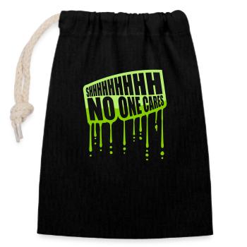 shhh no one cares - Closable cotton gift bag (14x20cm) - black - Front