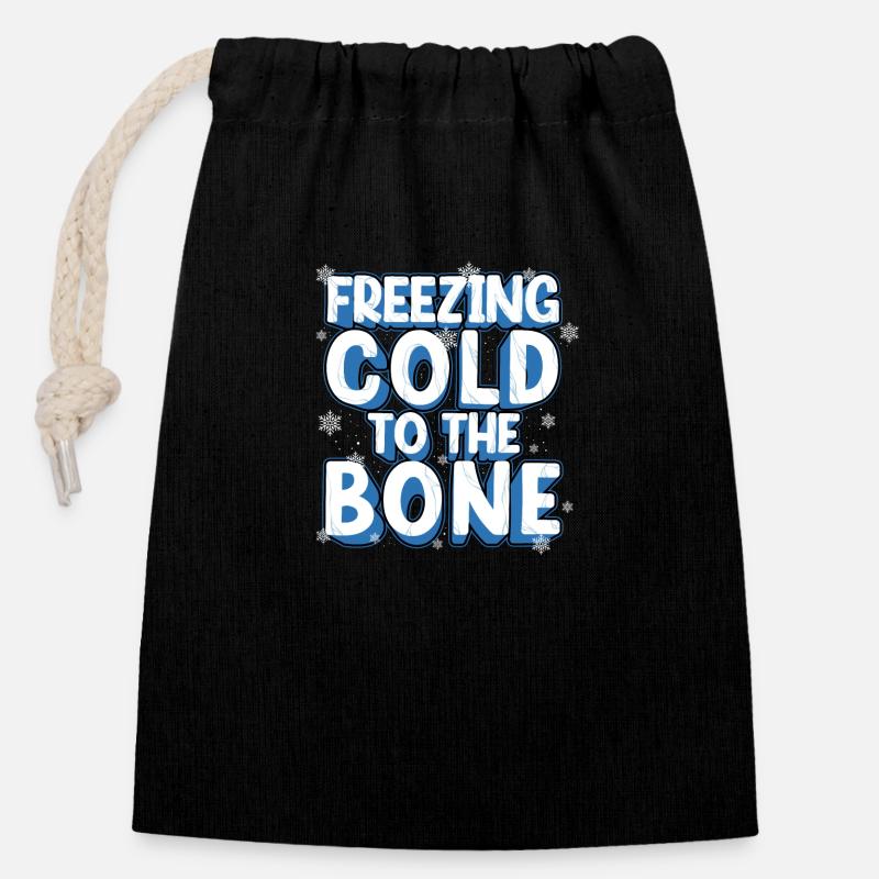 Feezing - Cold to the bone, - Closable cotton gift bag (14x20cm) - black