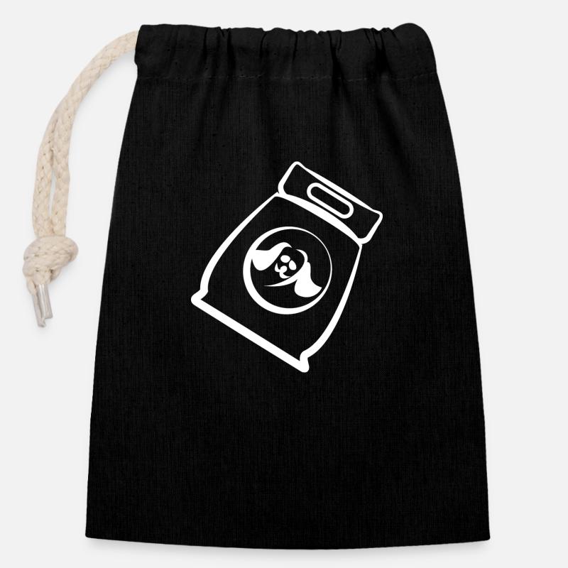 CHIEN CHAT ANIMAL DE COMPAGNIE - Sac cadeau en coton avec cordon (14 x 20 cm) - noir