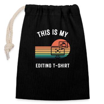Vintage "This is My Editing" T-Shirt - Retro Style - Closable cotton gift bag (14x20cm) - black - Front