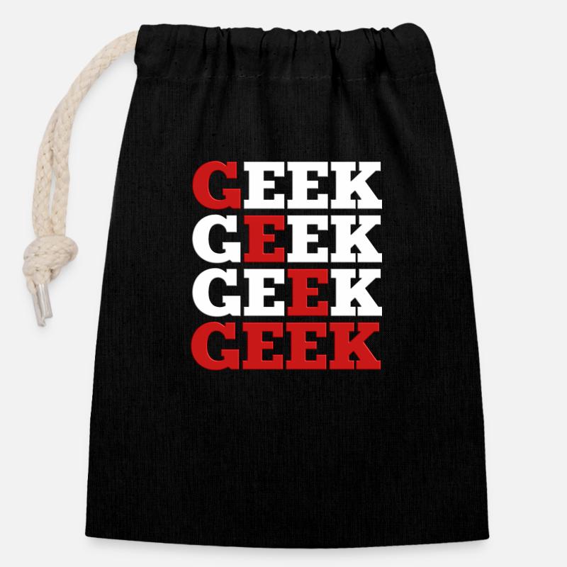 Geek - Closable cotton gift bag (14x20cm) - black