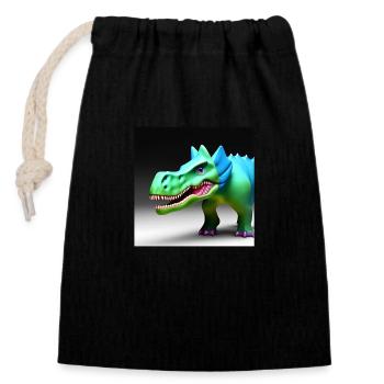 Dinosaure - Sac cadeau en coton avec cordon (14 x 20 cm) - noir - Devant