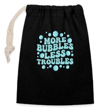 Plus de bulles Moins de problèmes Savonnier Fabrication de savon - Sac cadeau en coton avec cordon (14 x 20 cm) - noir - Devant