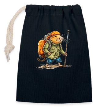 Le rat-taupe erre pendant son temps libre - Sac cadeau en coton avec cordon (14 x 20 cm) - bleu marine - Devant
