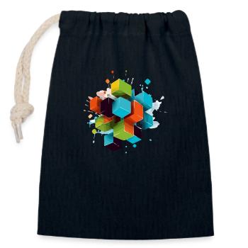 Cubes - Closable cotton gift bag (14x20cm) - navy - Front