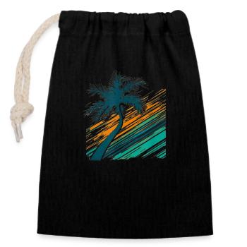 Palm Tree Logo - Sac cadeau en coton avec cordon (14 x 20 cm) - noir - Devant