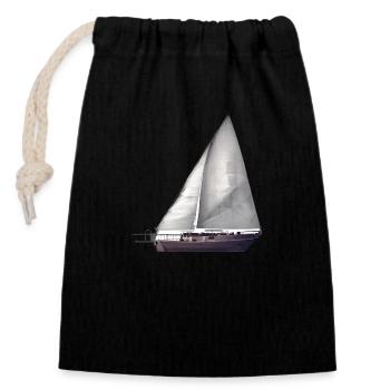 Voile, Voile, Voilier, Marin, Voilier - Sac cadeau en coton avec cordon (14 x 20 cm) - noir - Devant