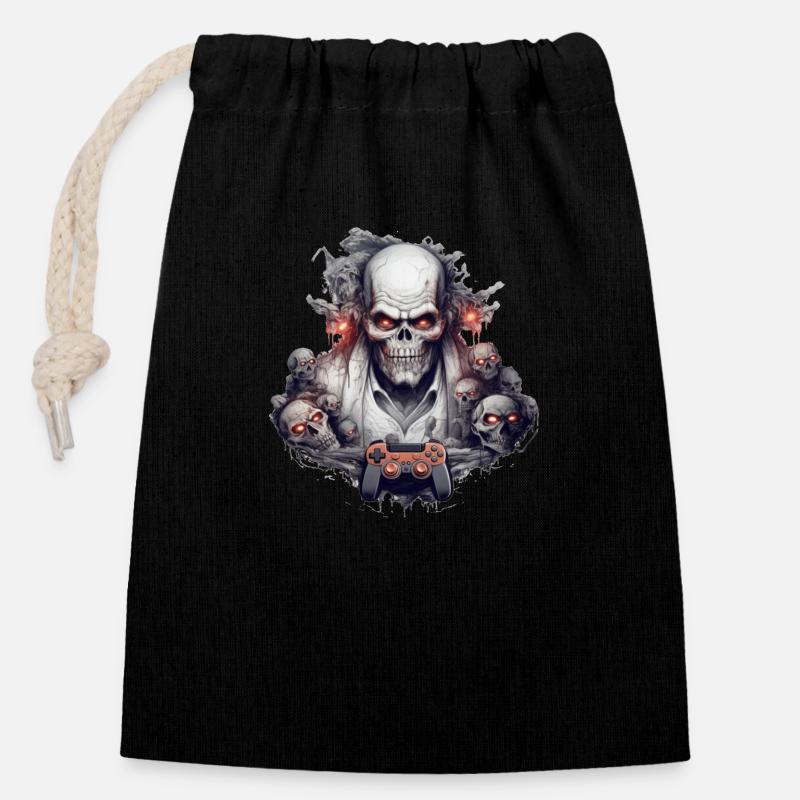 Gamer - Closable cotton gift bag (14x20cm) - black