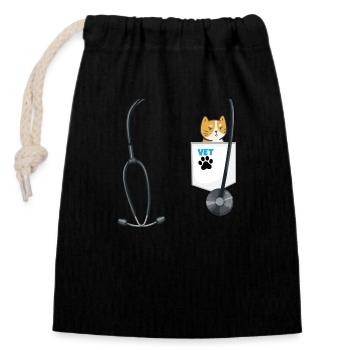 Veterinarian Costume for Boys Career Day Outfit - Closable cotton gift bag (14x20cm) - black - Front