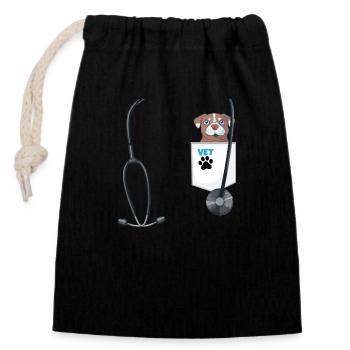 Veterinarian Costume for Boys Career Day Outfit - Closable cotton gift bag (14x20cm) - black - Front
