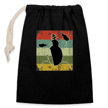 Vintage- Sonnenuntergangs-Design - Verschließbarer Geschenkbeutel aus Baumwolle (14x20cm) - Schwarz - Vorne
