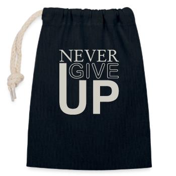 NEVER GIVE UP - Verschließbarer Geschenkbeutel aus Baumwolle (14x20cm) - Navy - Vorne
