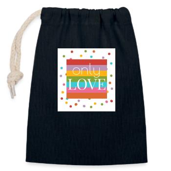 Only Love - Closable cotton gift bag (14x20cm) - navy - Front