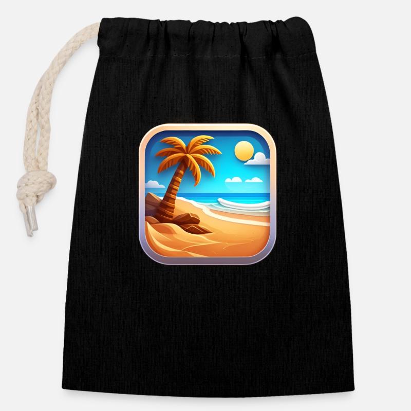 Summer Icon - Closable cotton gift bag (14x20cm) - black