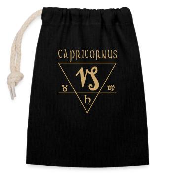 Capricorne - Sac cadeau en coton avec cordon (14 x 20 cm) - noir - Devant
