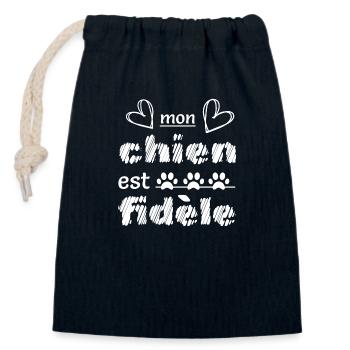 Mon chien est fidèle - Sac cadeau en coton avec cordon (14 x 20 cm) - bleu marine - Devant
