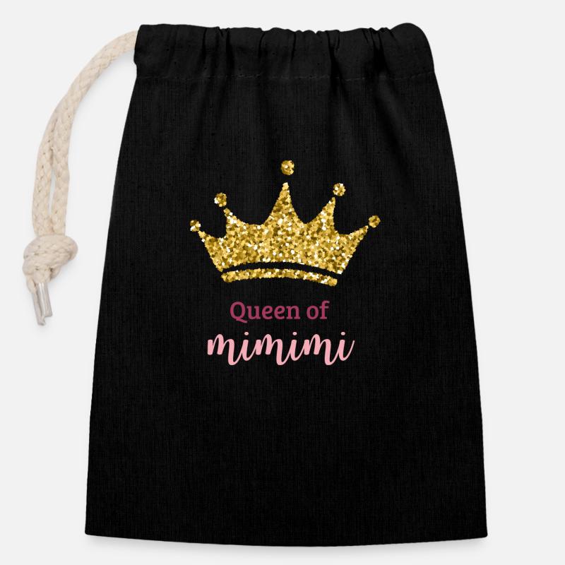 Queen of mimimi - Verschließbarer Geschenkbeutel aus Baumwolle (14x20cm) - Schwarz
