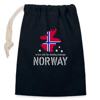 Norvège Elche - Sac cadeau en coton avec cordon (14 x 20 cm) - bleu marine - Devant
