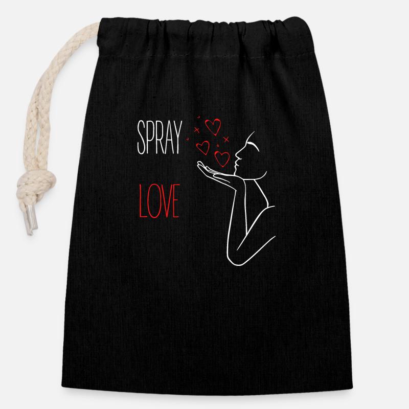 AMOUR ÉPOUSTOUFLANT - Sac cadeau en coton avec cordon (14 x 20 cm) - noir
