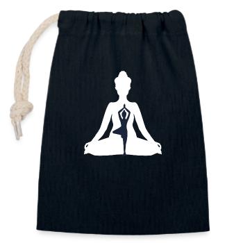 11 Siddhasana Yoga - Vrikshasana | White - Black - Closable cotton gift bag (14x20cm) - navy - Front