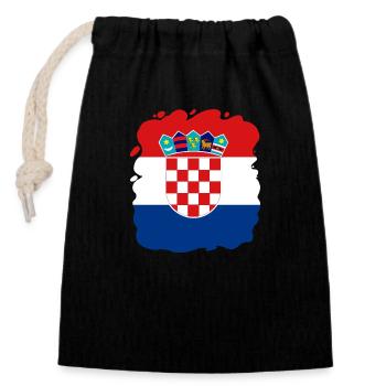 Kroatien Flagge Adria Zagreb Kroatische Fahne - Verschließbarer Geschenkbeutel aus Baumwolle (14x20cm) - Schwarz - Vorne