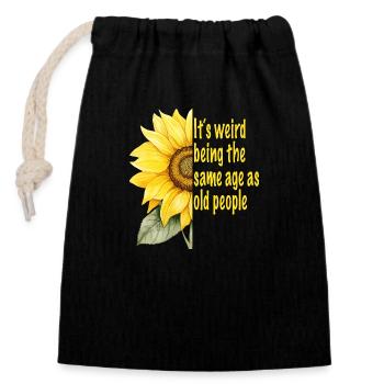 C’est bizarre d’avoir le même âge que les personnes âgées - Sac cadeau en coton avec cordon (14 x 20 cm) - noir - Devant