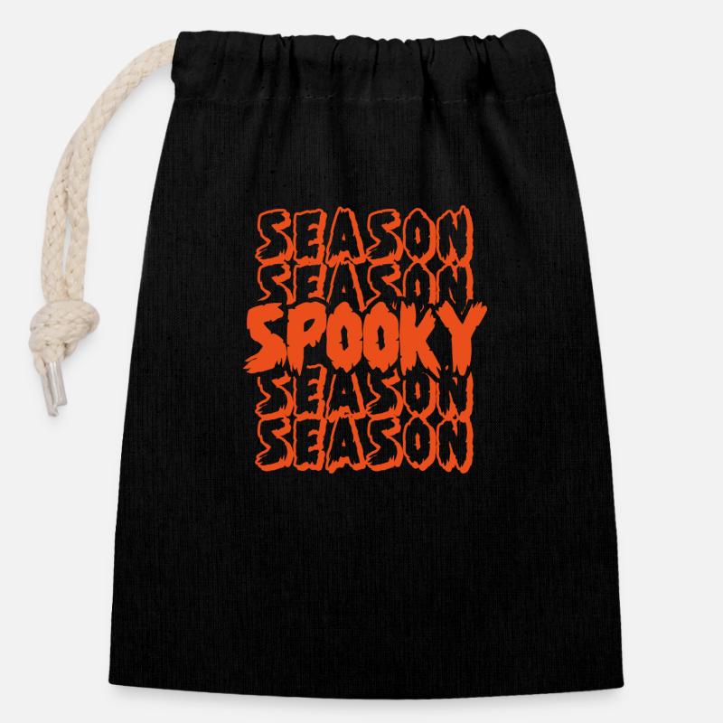 Saison Orange effrayant - Sac cadeau en coton avec cordon (14 x 20 cm) - noir