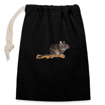 Degu - Verschließbarer Geschenkbeutel aus Baumwolle (14x20cm) - Schwarz - Vorne