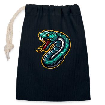 Snake 2 - Closable cotton gift bag (14x20cm) - navy - Front