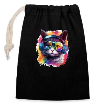 Mignon bébé chat pour les fans d’enfants et de chats, cadeau - Sac cadeau en coton avec cordon (14 x 20 cm) - noir - Devant
