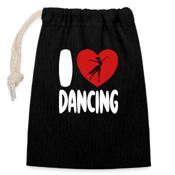 I love Dancing , Ballett - Verschließbarer Geschenkbeutel aus Baumwolle (14x20cm) - Schwarz - Vorne