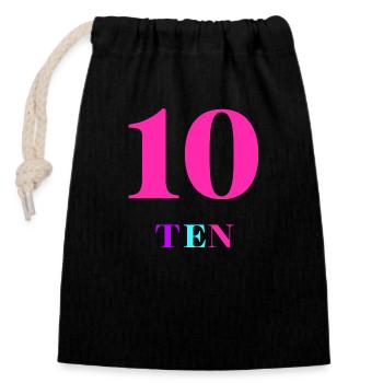 Ten-10th Anniversary - Closable cotton gift bag (14x20cm) - black - Front