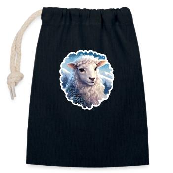 Christmas Lamb - Closable cotton gift bag (14x20cm) - navy - Front